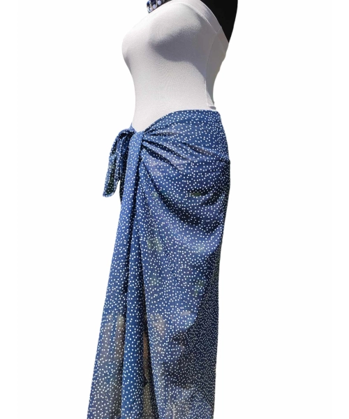 Chusta plażowa spódnica - eleganckie granatowe PAREO groszki